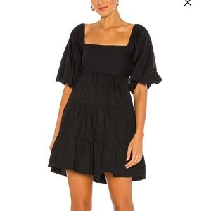 FAITHFULL THE BRAND Eryn Mini Dress in Plain Black